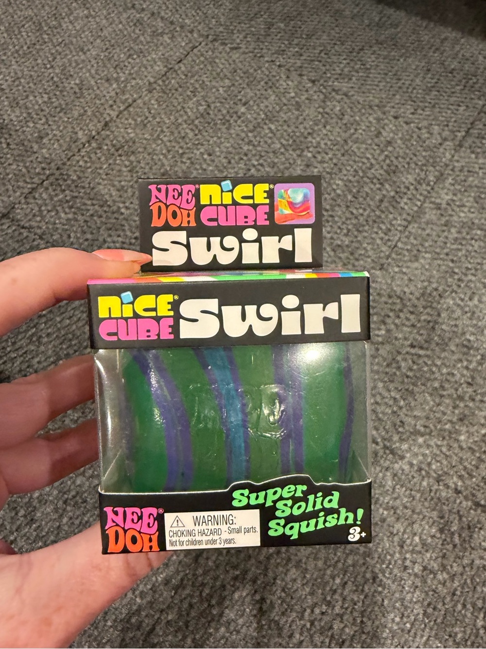 Needoh Nice Cube Swirl Cube Super Solid Squish! - Green & Purple